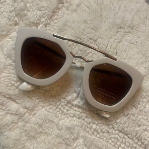 White Sunglasses with gold tone details
